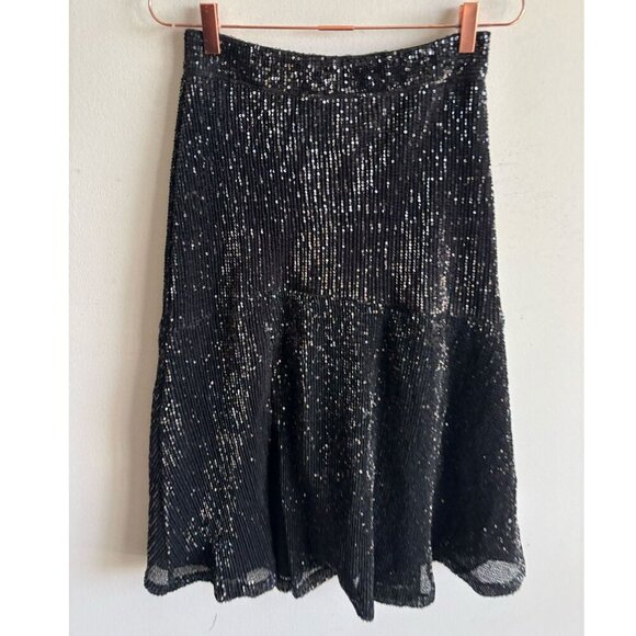 Lorane Women Sparkling Glittery Effect Sequin Back Zip Skirt Black Size Medium - Picture 1 of 9